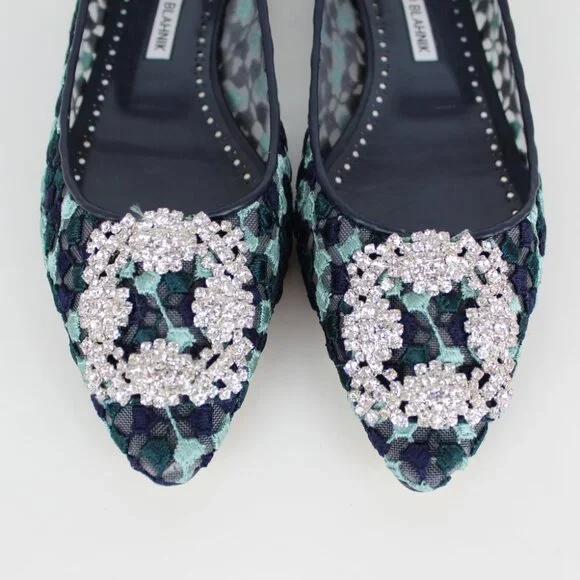 NEW MANOLO BLAHNIK Hangisi Lace Flats, EU 39, Office to Party/ Events - Picture 9 of 16
